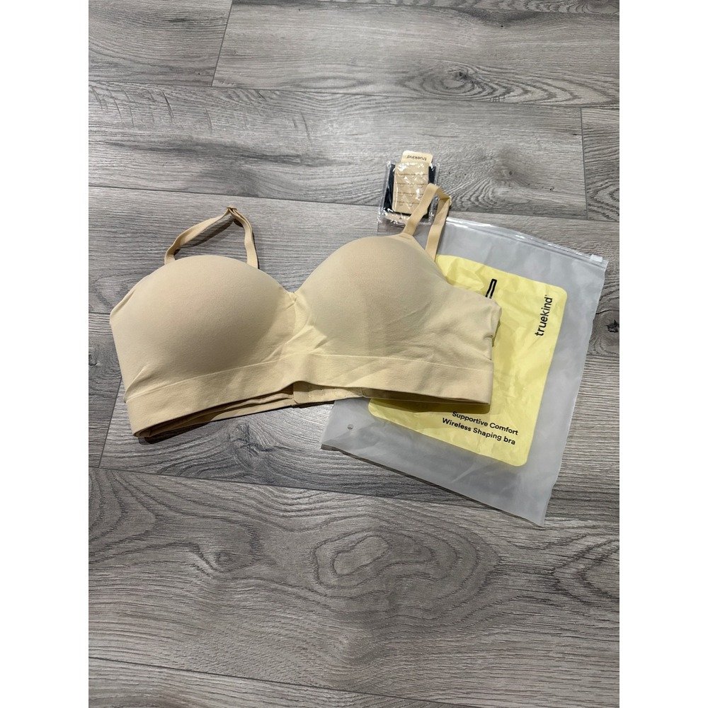 Truekind Supportive Comfort Wireless Shaping Bra Beige Large NWT w/ Extender